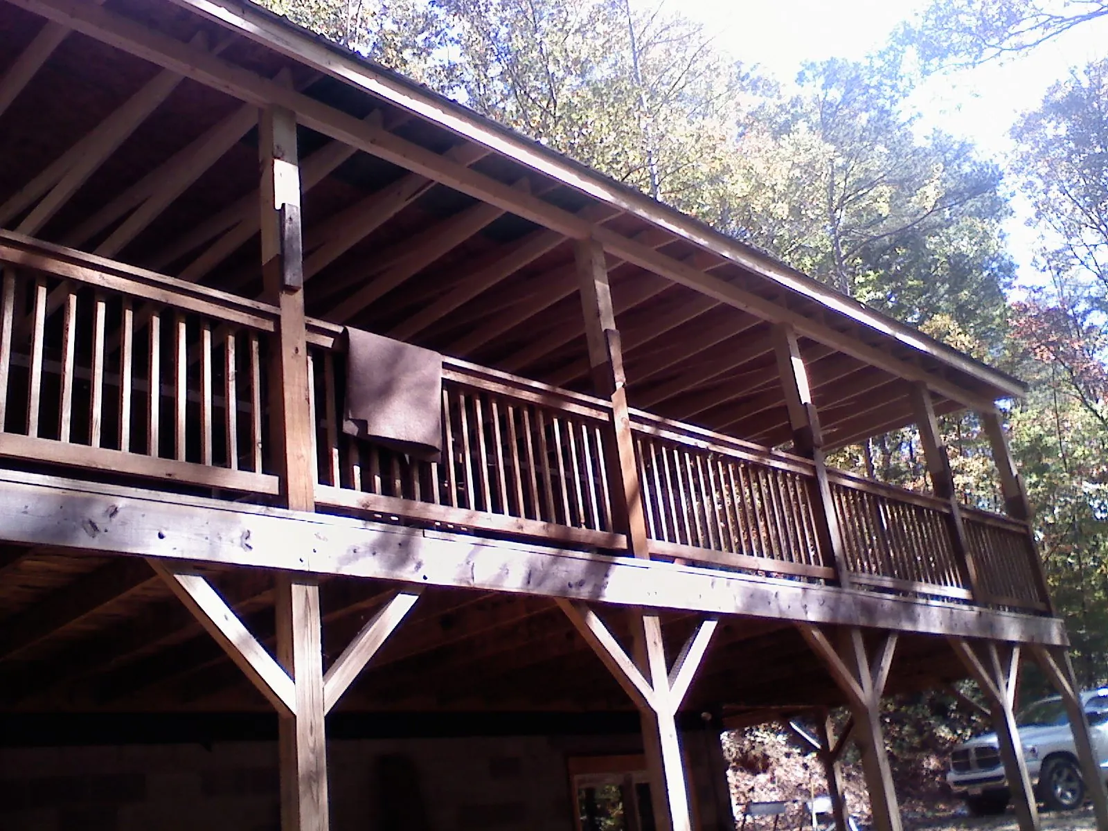 Timber framing under a new elevated porch and deck — Roof Leak Repair in Pascoag by Roofing Brothers